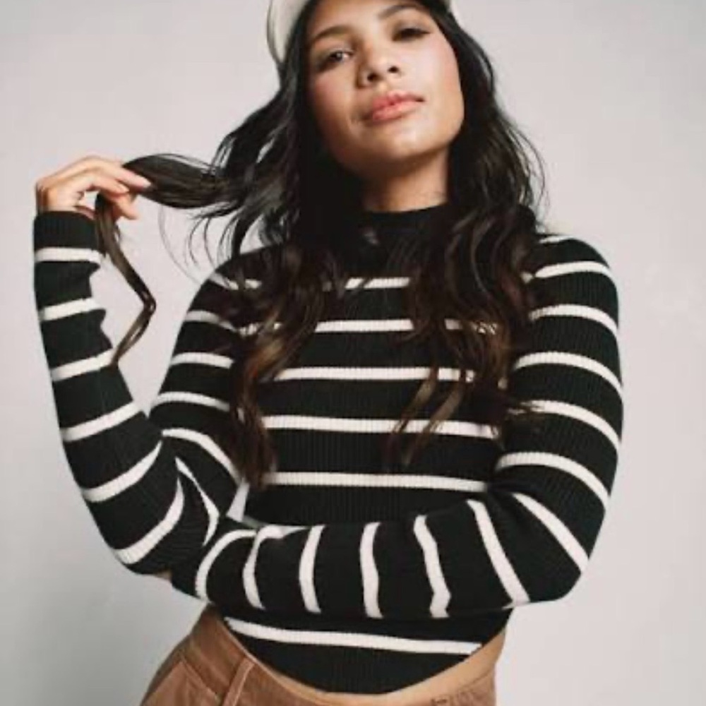 AE Striped Mock Neck Sweater